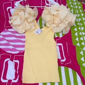 Zara Yellow Ruffle Sleeve Dress